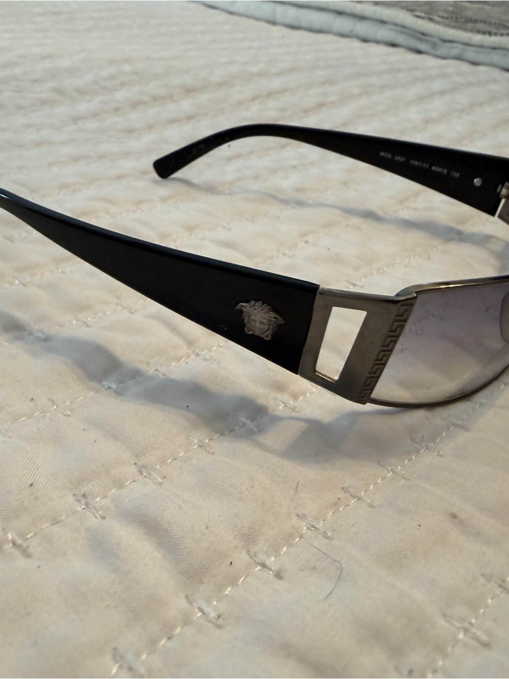 Versace Black Sunglasses with Silver Trim and Medusa Emblem